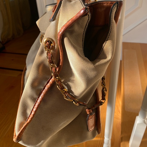 Chloe Vintage Brown and Cream Satchel Large Canvas Leather Amazing SUPER RARE!! - Picture 4 of 12